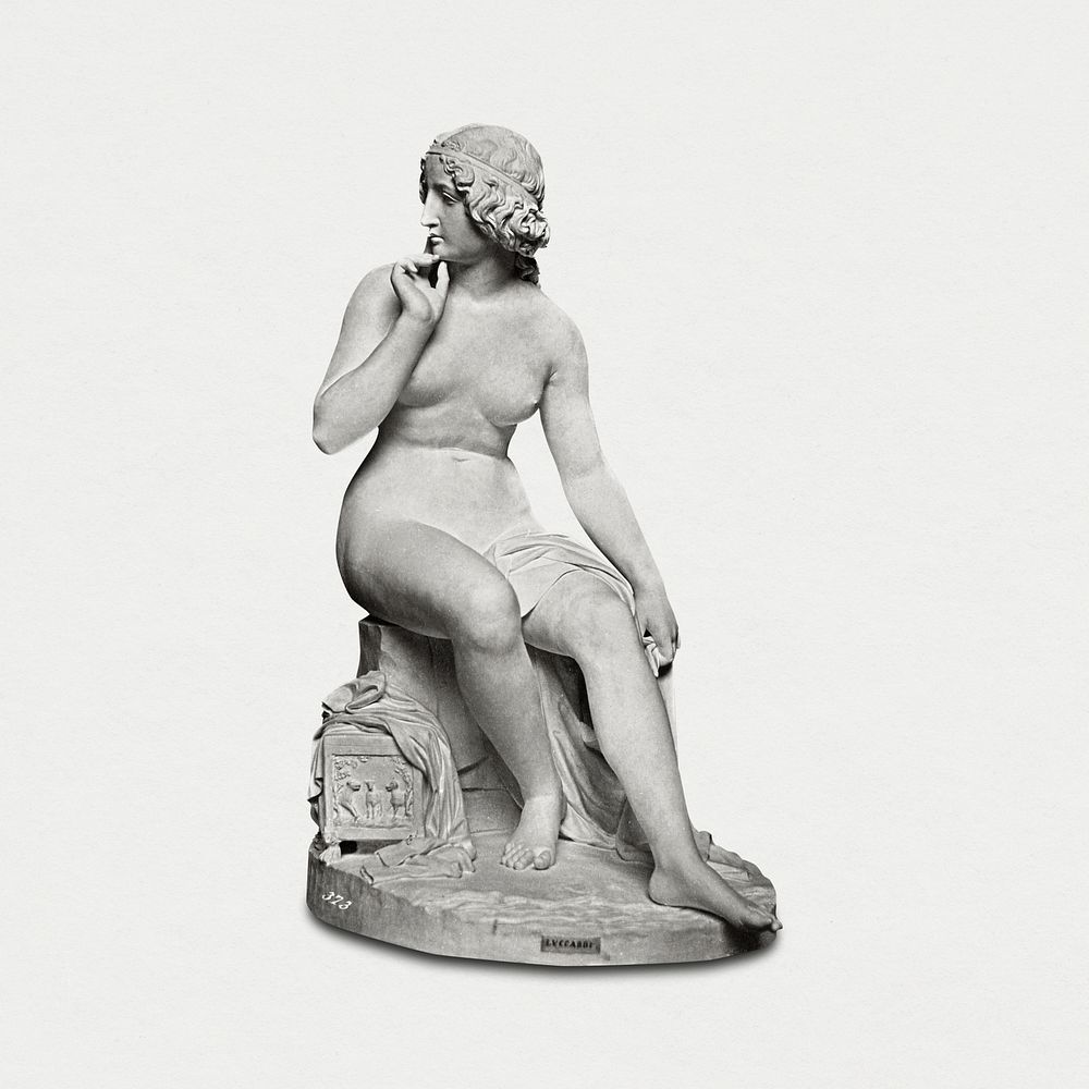 Vintage female sculpture design element, aesthetic Greek goddess psd collage element