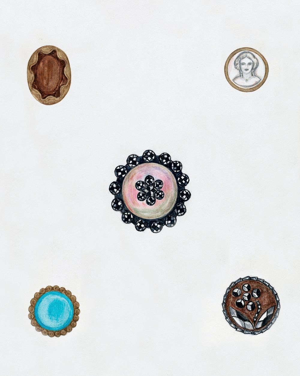 Buttons (1935&ndash;1942) by Mary Fitzgerald. Original from The National Galley of Art. Digitally enhanced by rawpixel.
