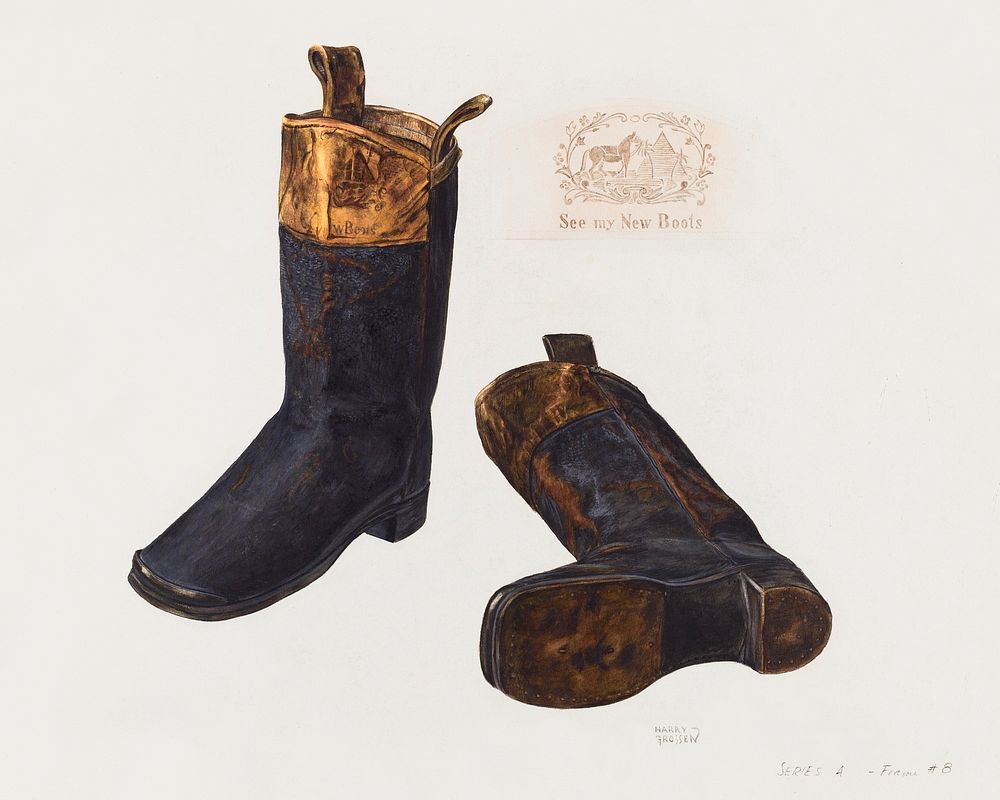 Boy's Boots (ca.1937) by Harry Grossen. Original from The National Gallery of Art. Digitally enhanced by rawpixel.