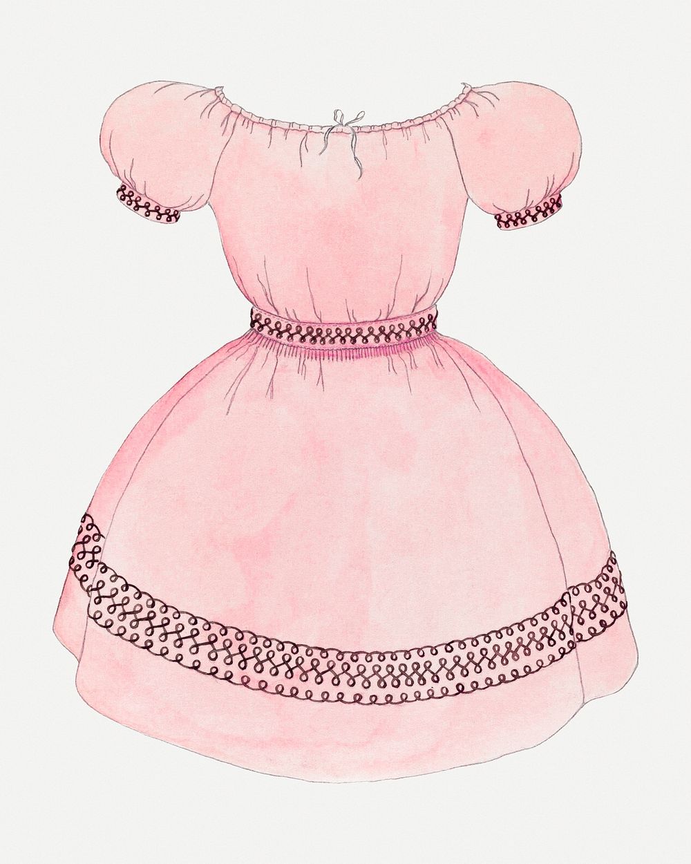 Pink dress vintage psd illustration, remixed from the artwork by Doris Beer.