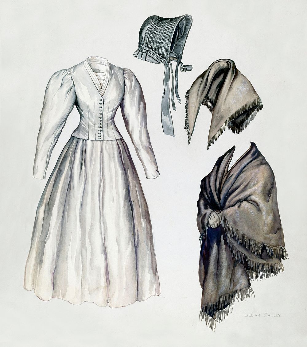 Dress (c. 1937) by Lillian Causey. Original from The National Gallery of Art. Digitally enhanced by rawpixel.