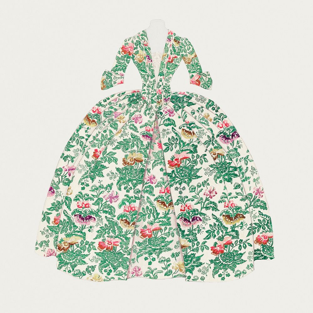 Vintage psd green floral dress, | Premium PSD - rawpixel