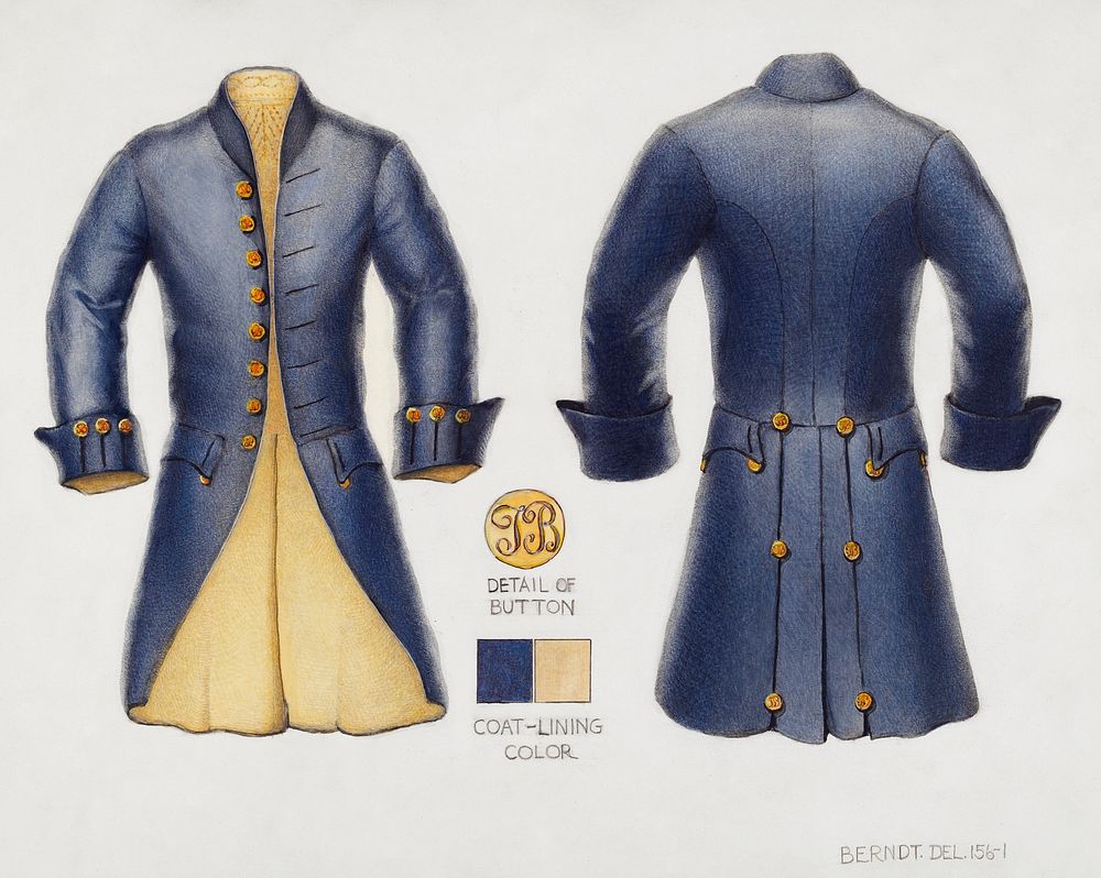 Men's Coat (c. 1936) by B. Berndt. Original from The National Gallery of Art. Digitally enhanced by rawpixel.