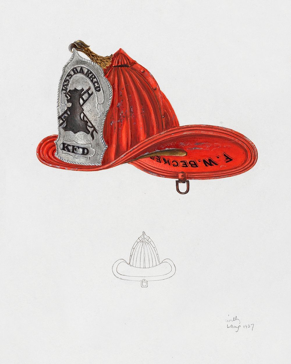 Fireman's Hat (1937) by William Lang. Original from The National Gallery of Art. Digitally enhanced by rawpixel.