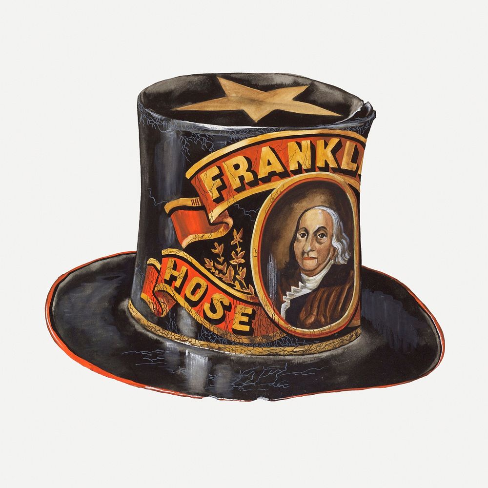 Vintage fireman's hat psd, remix from artwork by Page Coffman