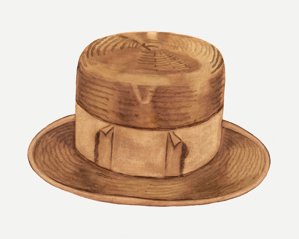 Vintage men's straw hat psd, remix from artwork by Ernest A. Tower, Jr.