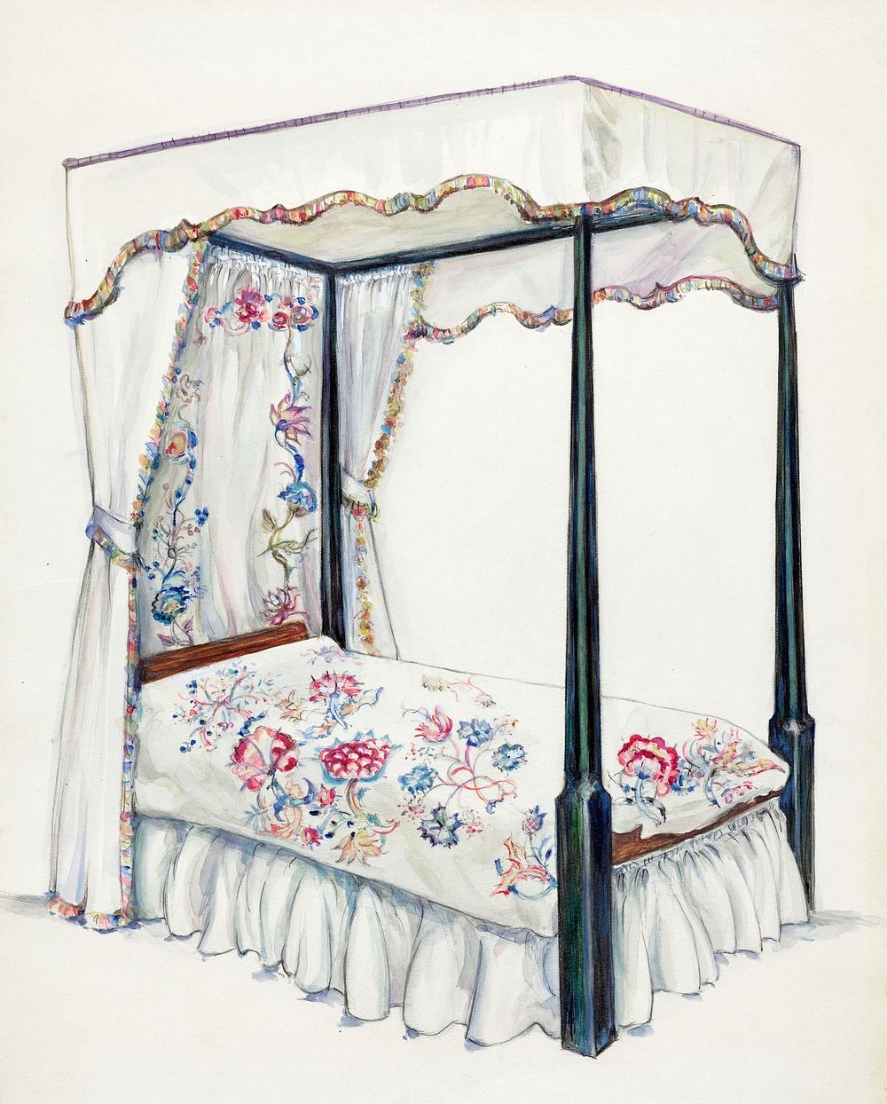Bed (1935&ndash;1942) by Isadore Goldberg. Original from The National Galley of Art. Digitally enhanced by rawpixel.