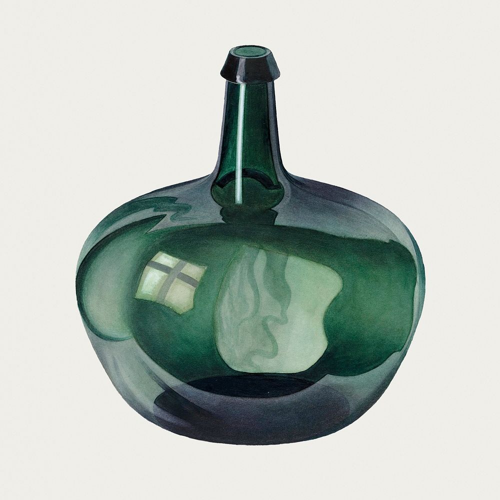 Vintage psd green bottle, remixed from artworks by Edward White