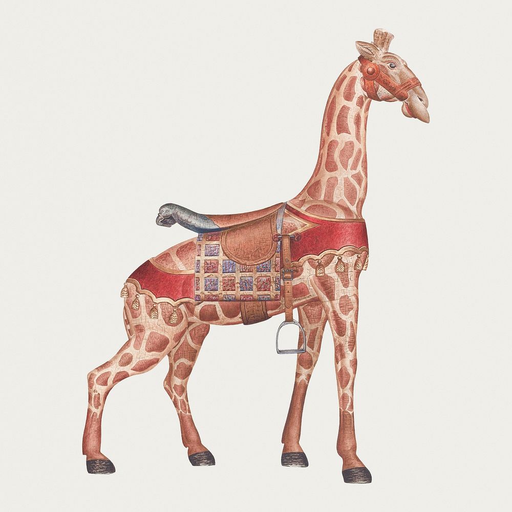 Carousel giraffe psd illustration, remixed from artworks by Henry Tomaszewski