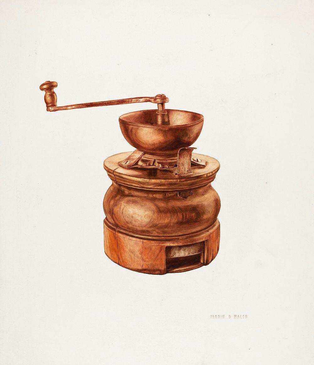 Coffee Grinder (ca. 1938) by Hardin Walsh. Original from The National Gallery of Art. Digitally enhanced by rawpixel.
