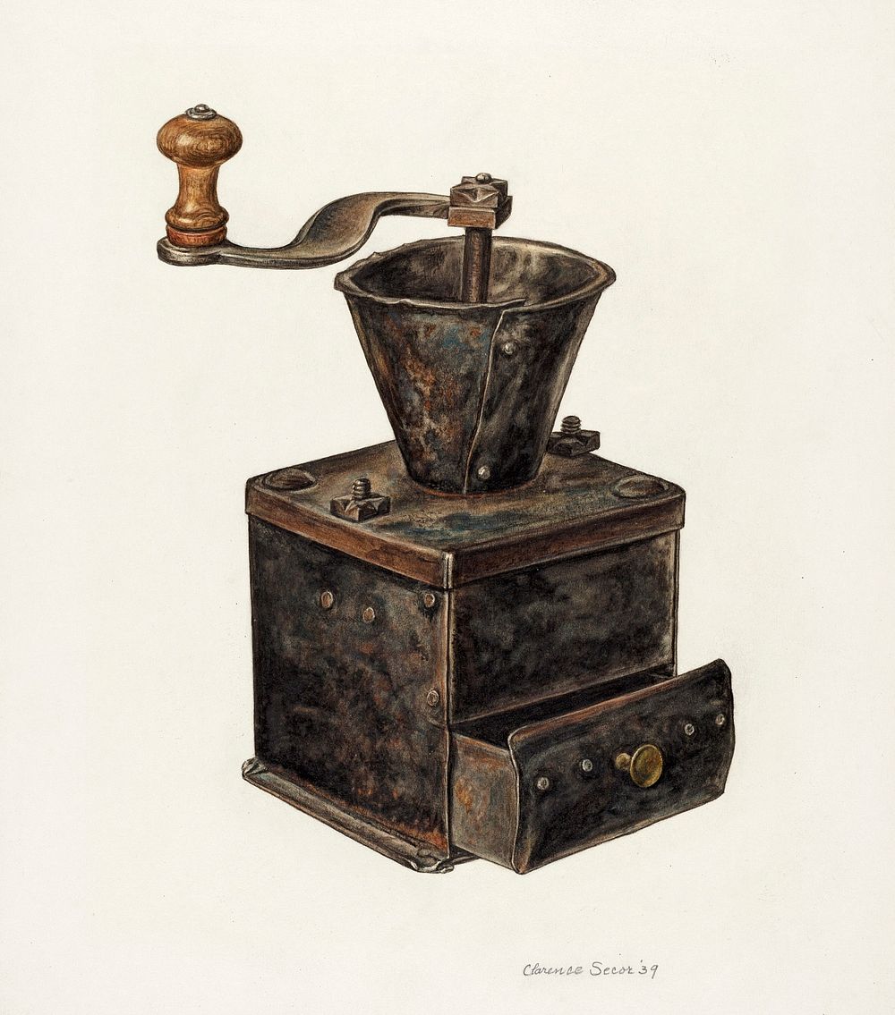 Coffee Mill (1939) by Clarence Secor. Original from The National Gallery of Art. Digitally enhanced by rawpixel.