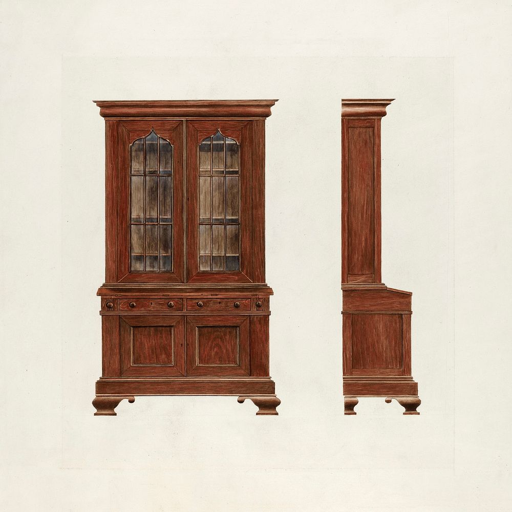 Combination Desk and Bookcase (c. 1937) by Ray Price. Original from The National Gallery of Art. Digitally enhanced by…
