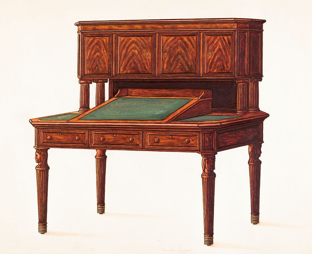 Desk (1935/1942) by Frank Wenger. Original from The National Gallery of Art. Digitally enhanced by rawpixel.