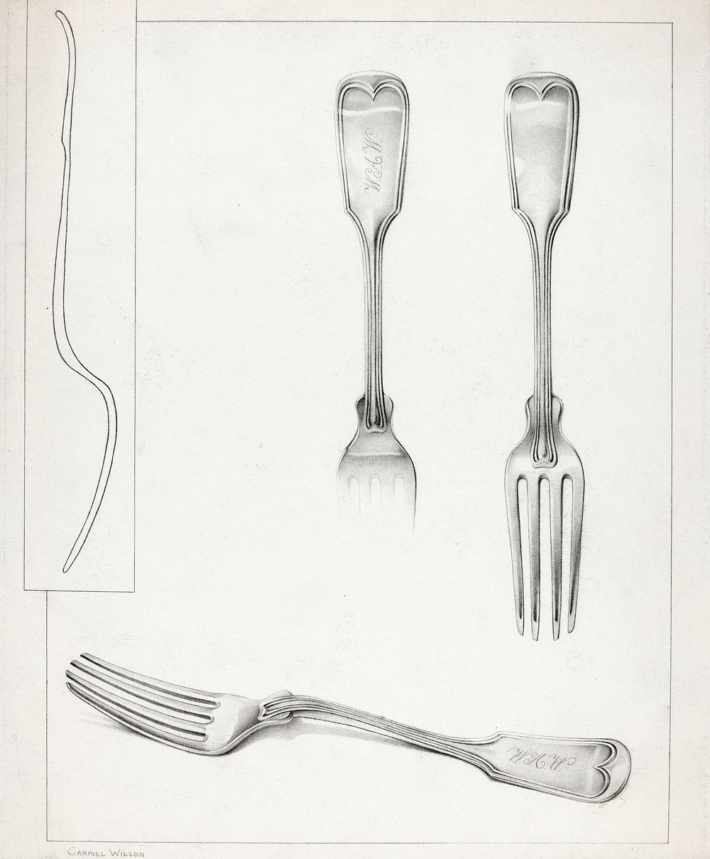 Silver Fork (1935&ndash;1942) by unknown American 20th Century artist. Original from The National Gallery of Art. Digitally…