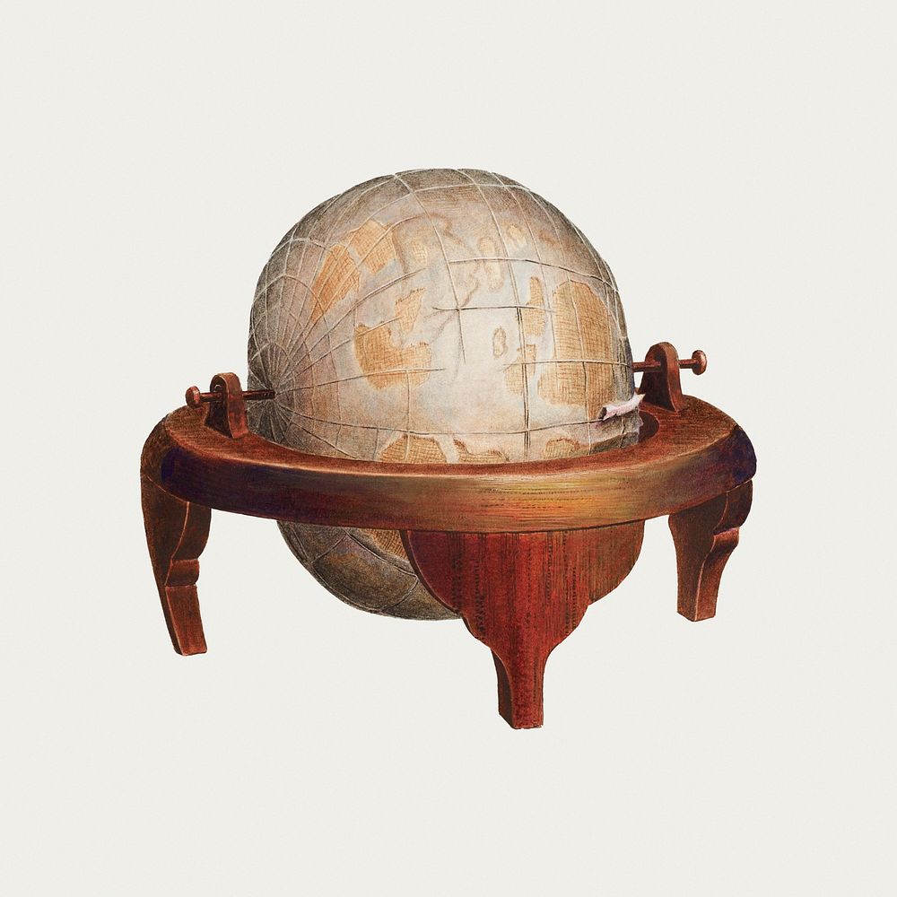 Vintage globe psd illustration, remixed from the artwork by Edward L. Loper