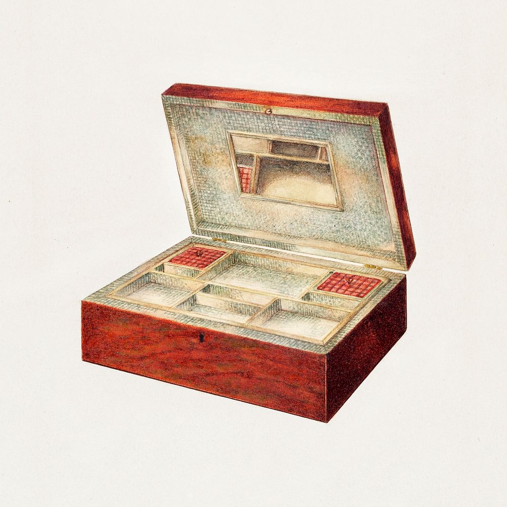 Jewelry or Sewing Box (ca.1937) by George V. Vezolles. Original from The National Gallery of Art. Digitally enhanced by…