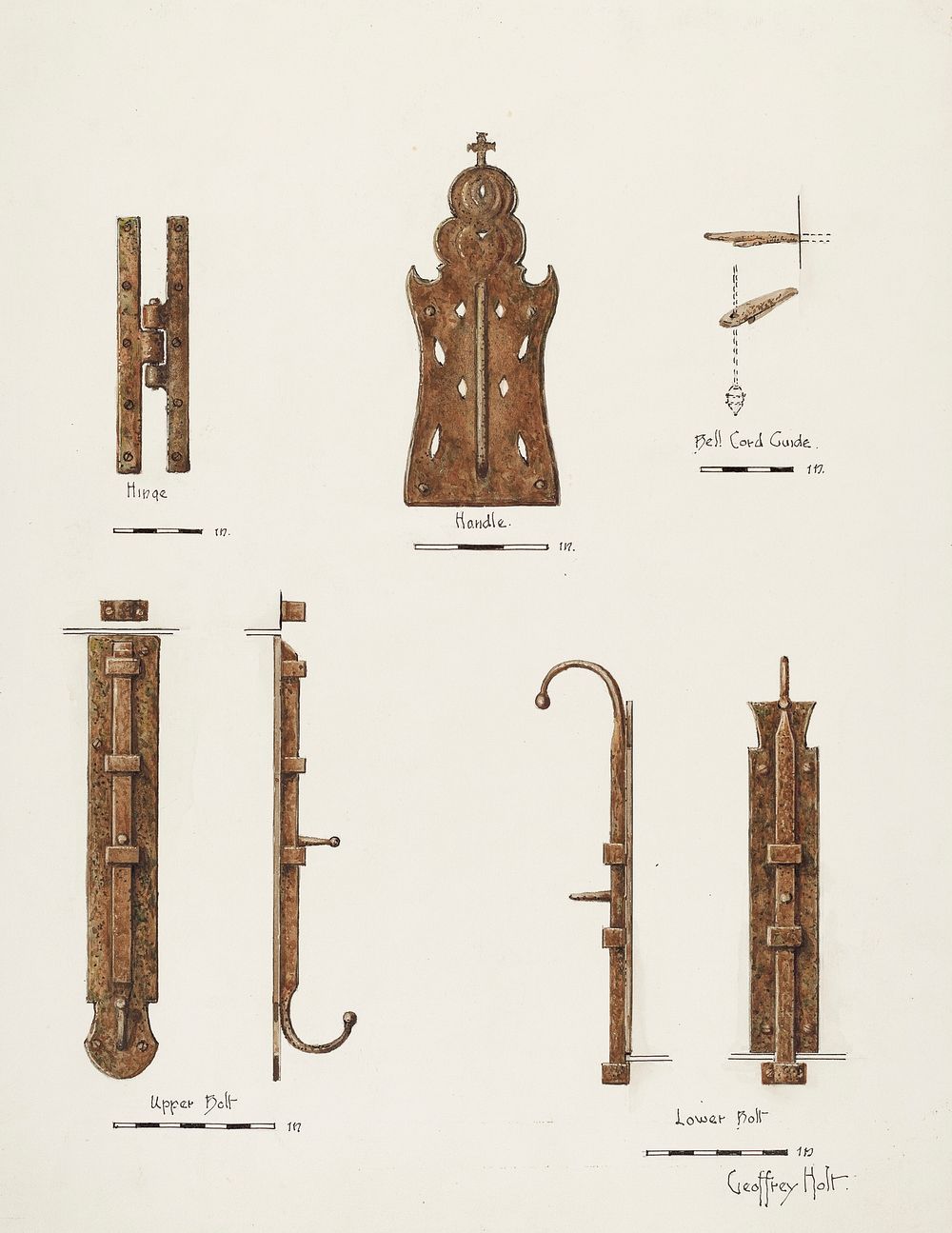 Hardware Details (of doors) (ca. 1940) by Geoffrey Holt. Original from The National Gallery of Art. Digitally enhanced by…