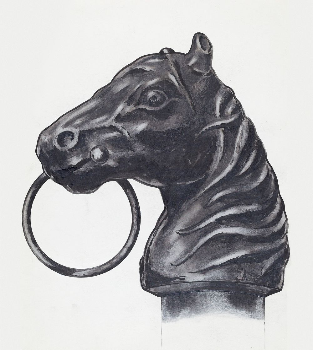 Horse Head Hitching Post (ca.1936) by C.H. Hastings. Original from The National Gallery of Art. Digitally enhanced by…