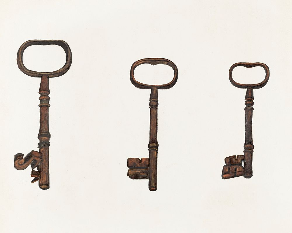 Keys to John Marshall House (ca.1937) by Edna C. Rex. Original from The National Gallery of Art. Digitally enhanced by…