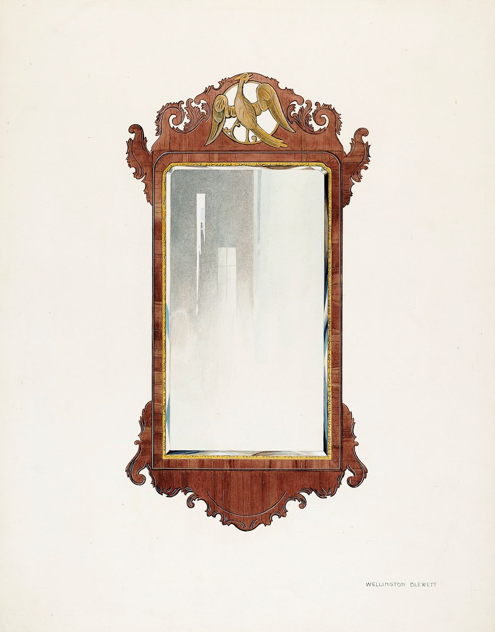 Mirror (ca.1937) by Wellington Blewett. Original from The National Gallery of Art. Digitally enhanced by rawpixel.