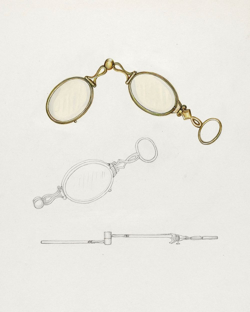 Lorgnette (ca. 1940) by Sylvia De Zon. Original from The National Gallery of Art. Digitally enhanced by rawpixel.