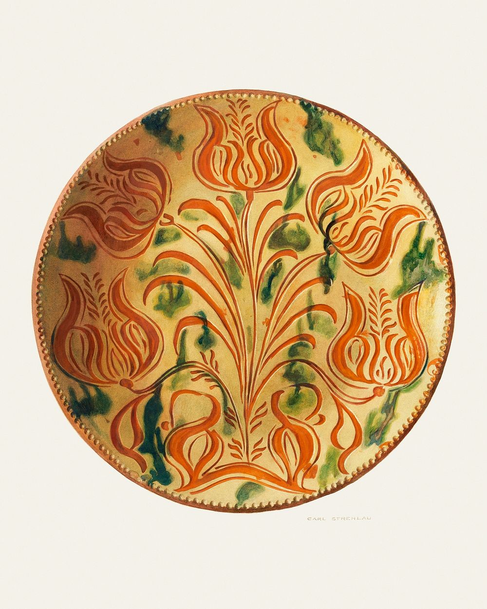 Pa. German Plate (ca. 1938) by Carl Strehlau. Original from The National Gallery of Art. Digitally enhanced by rawpixel.
