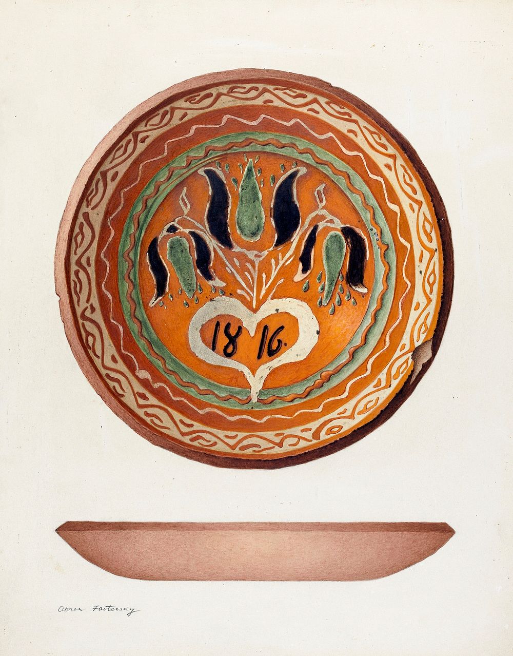 German Scraffito Plate (ca. 1941) by Aaron Fastovsky. Original from The National Gallery of Art. Digitally enhanced by…