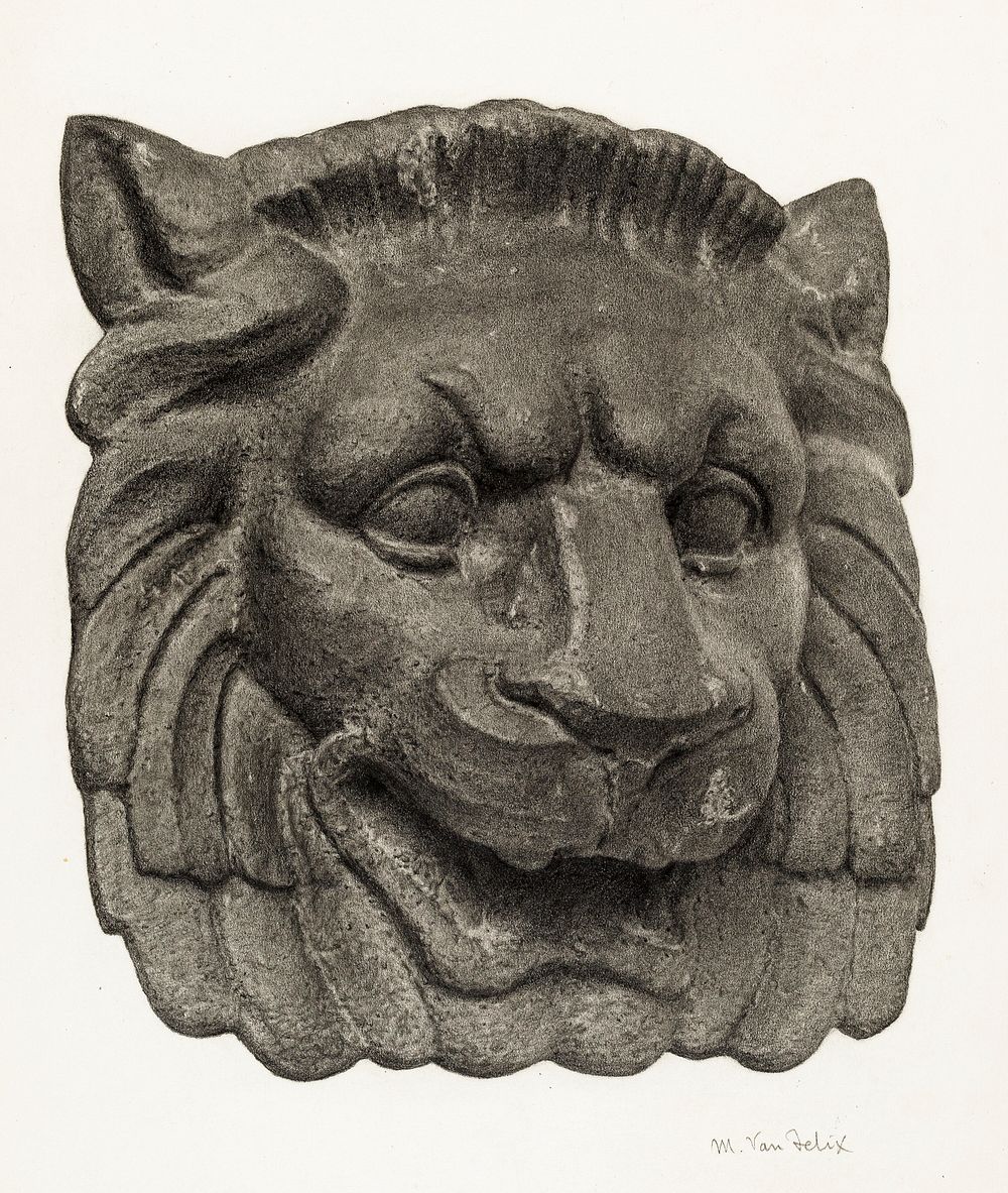 Muzzle of a Lion (ca. 1940) by Maurice Van Felix. Original from The National Gallery of Art. Digitally enhanced by rawpixel.