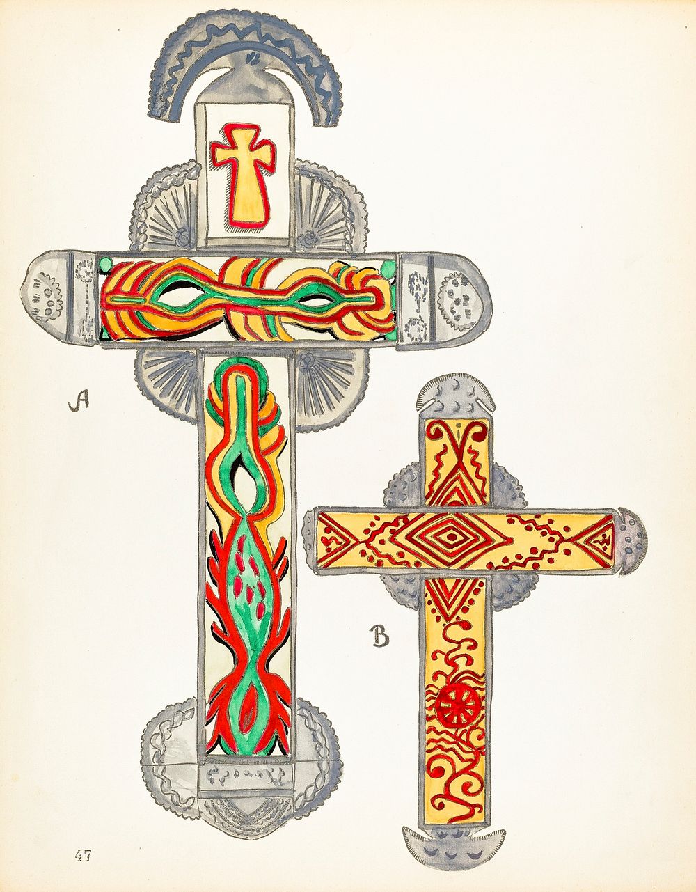 Plate 47: Crosses of Tin: From Portfolio "Spanish Colonial Designs of New Mexico" (1935&ndash;1942) by unknown American 20th…