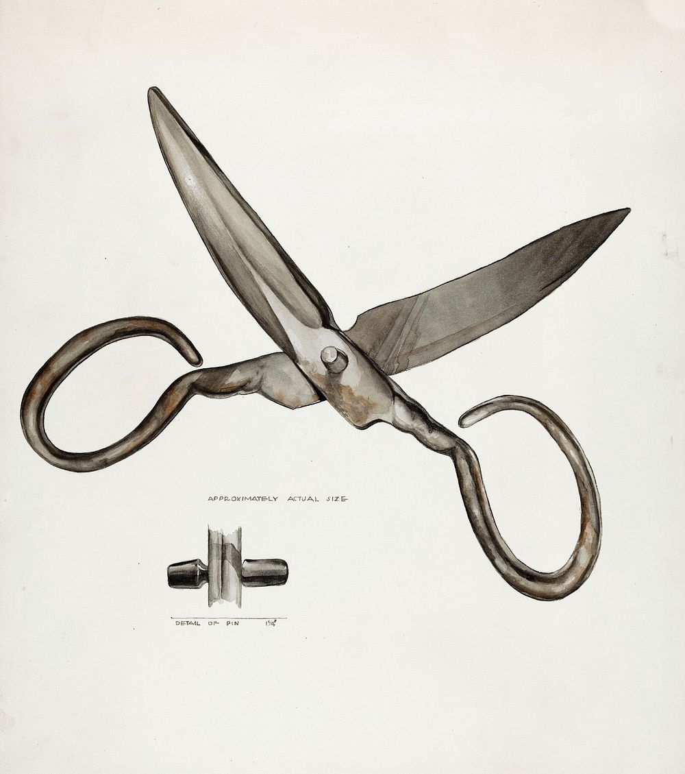 Scissors (ca.1936) by Roberta Elvis. Original from The National Gallery of Art. Digitally enhanced by rawpixel.