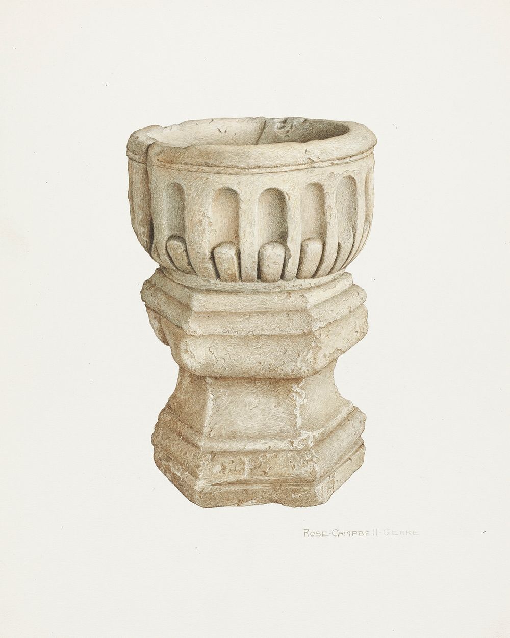 Stone Baptismal Font (ca.1940) by Rose Campbell-Gerke. Original from The National Gallery of Art. Digitally enhanced by…