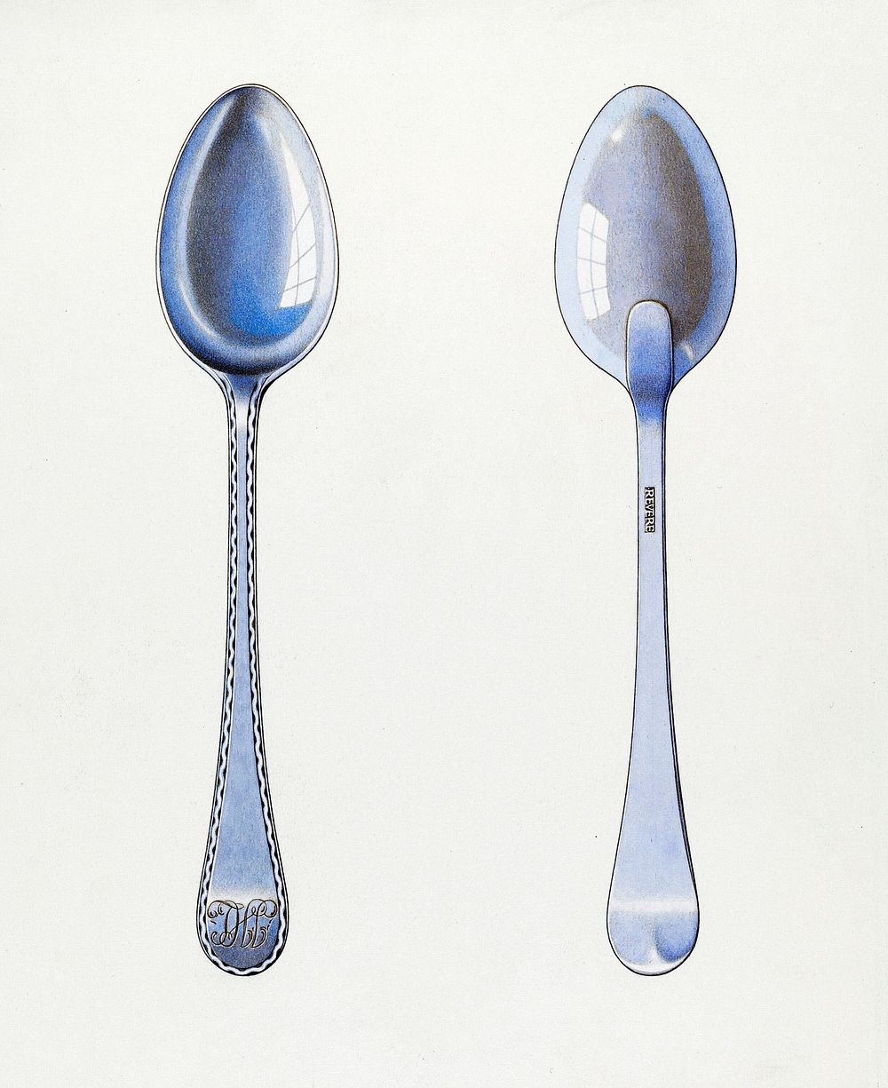 Silver Tablespoon (ca.1937) by David P Willoughby. Original from The National Gallery of Art. Digitally enhanced by rawpixel.