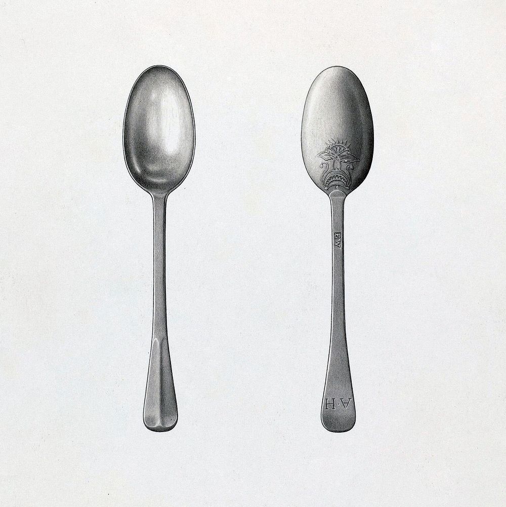 Silver Tablespoon (ca.1937) by David P Willoughby. Original from The National Gallery of Art. Digitally enhanced by rawpixel.
