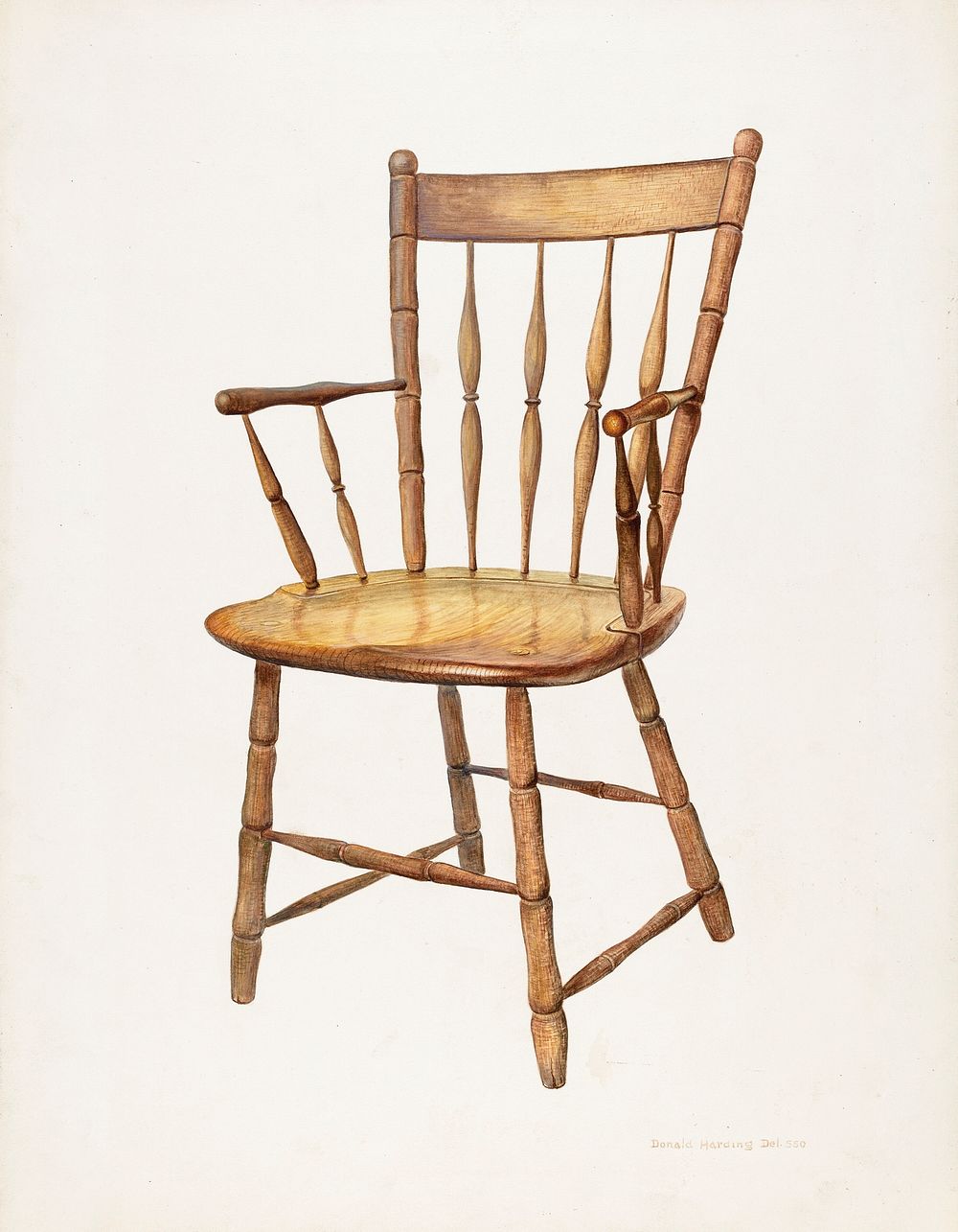 Windsor Armchair (c. 1940) by Donald Harding. Original from The National Gallery of Art. Digitally enhanced by rawpixel.
