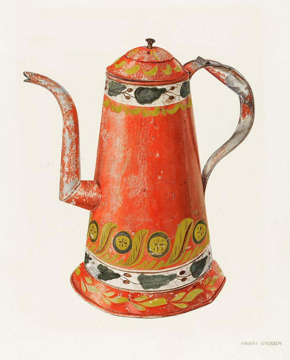 Toleware Tin Coffee Pot (ca.1938) by Harry Grossen. Original from The National Gallery of Art. Digitally enhanced by…