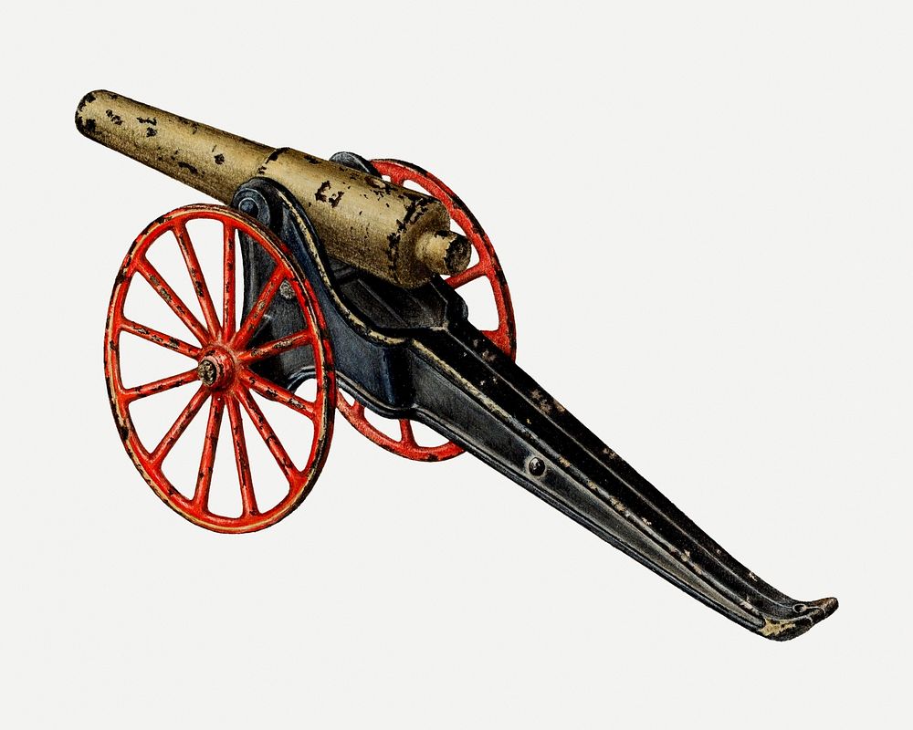 Vintage toy cannon psd illustration, remixed from the artwork by Charles Henning