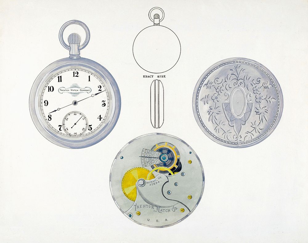 Watch, Dial and Frame (ca.1936) by Harry G. Aberdeen. Original from The National Gallery of Art. Digitally enhanced by…