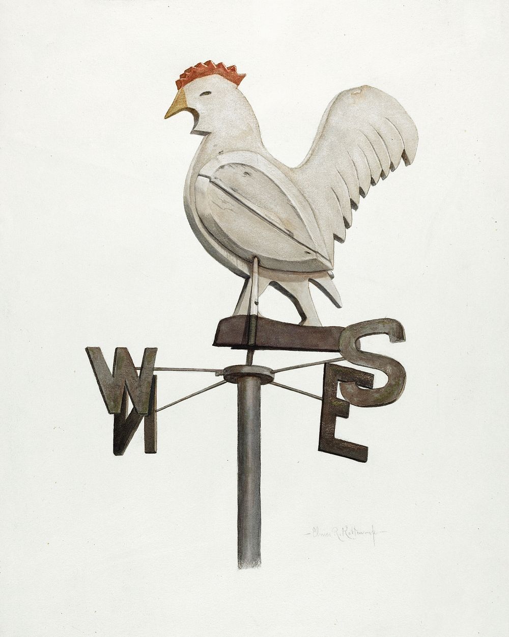 Weather Vane (c. 1941) by Elmer R. Kottcamp. Original from The National Gallery of Art. Digitally enhanced by rawpixel.