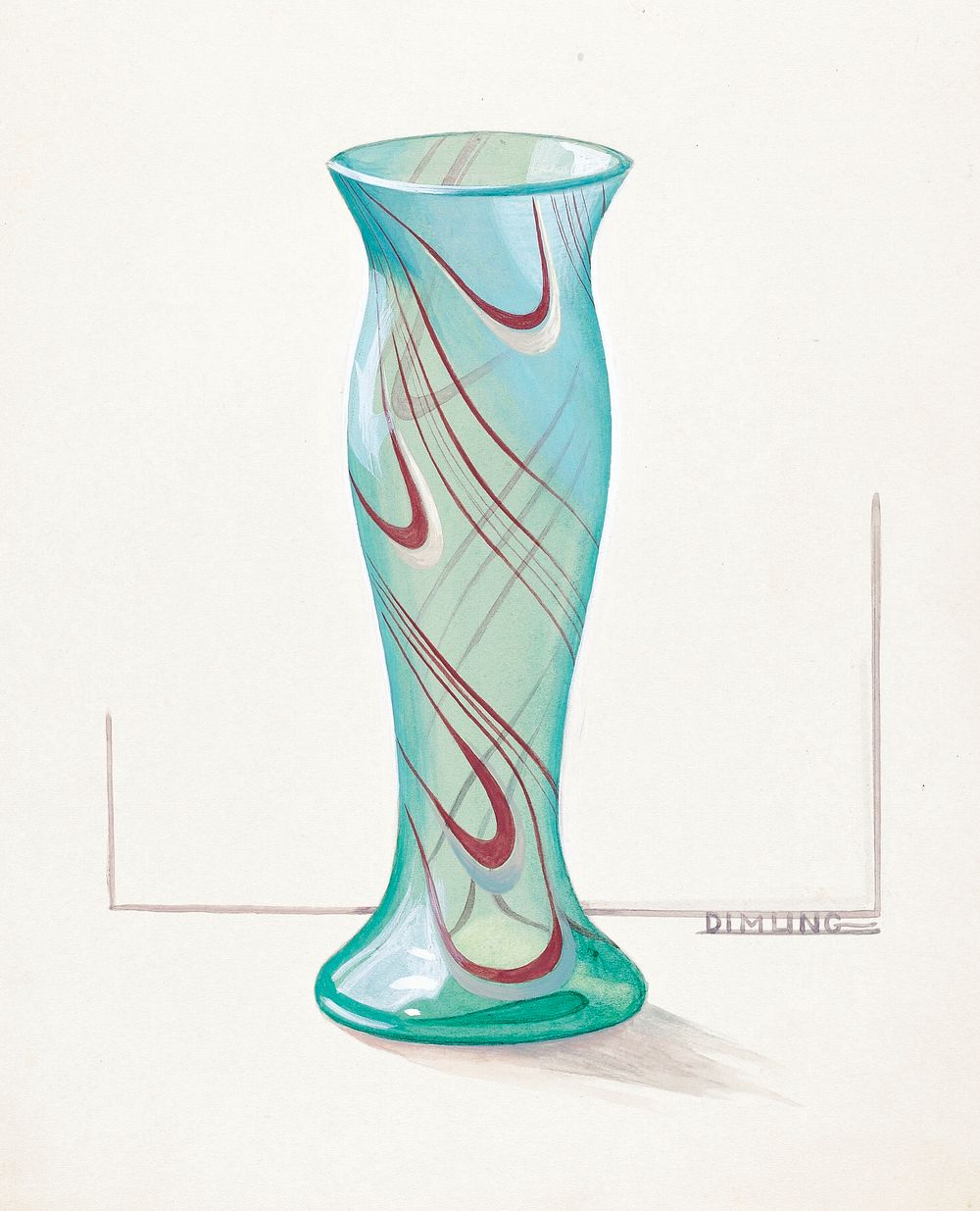 Vase (Green with Red Swirl (ca.1937) by Elizabeth Dimling. Original from The National Gallery of Art. Digitally enhanced by…