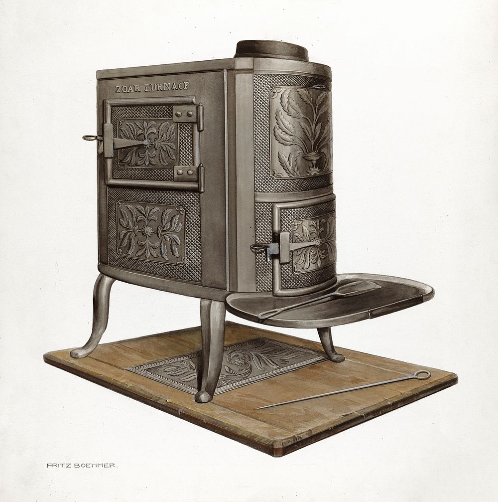 Zoar Stove (ca.1938) by Fritz Boehmer. Original from The National Gallery of Art. Digitally enhanced by rawpixel.