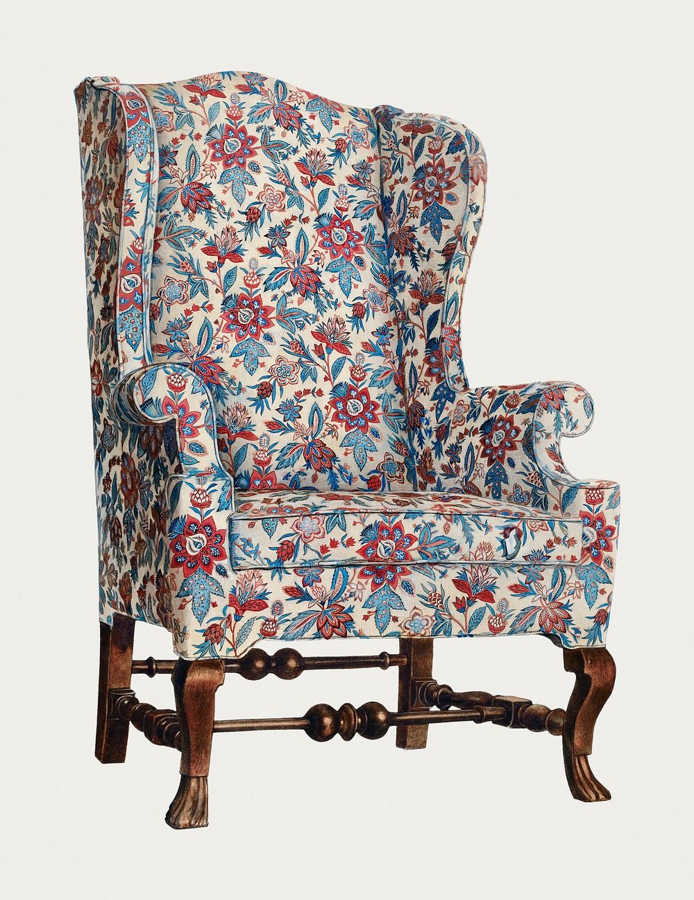 Vintage wing chair psd illustration, remixed from the artwork by Rolland Livingstone