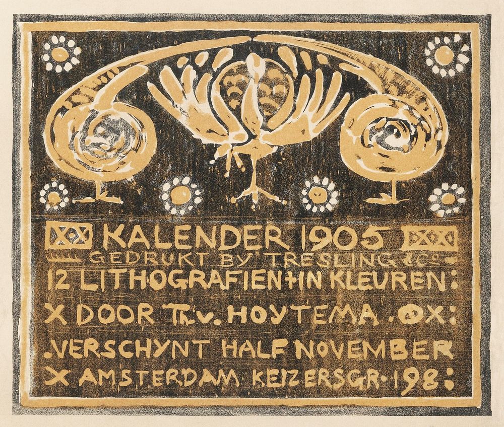 Aankondiging voor kalender (1905) print in high resolution by Theo van Hoytema. Original from The Rijksmuseum. Digitally…
