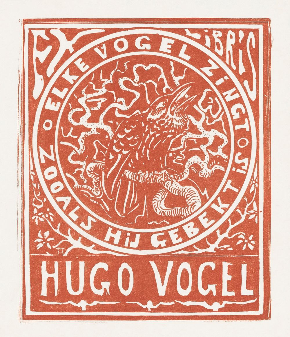 Ex libris van Hugo Vogel (1896) print in high resolution by Theo van Hoytema. Original from The Rijksmuseum. Digitally…
