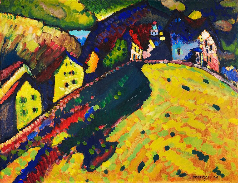 Houses at Murnau (1909) painting in high resolution by Wassily Kandinsky. Original from The Art Institute of Chicago.…