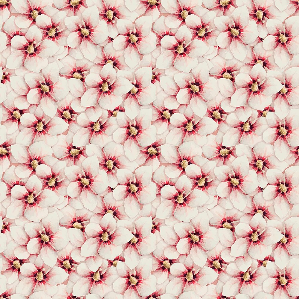 Hibiscus flower seamless pattern vector background remix from artworks by Megata Morikaga
