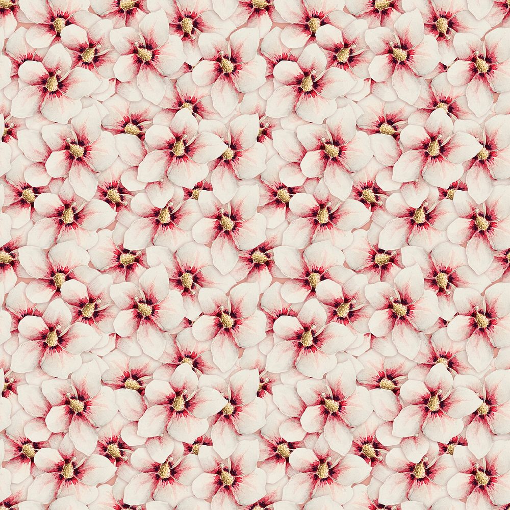 Hibiscus flower seamless pattern background remix from artworks by Megata Morikaga