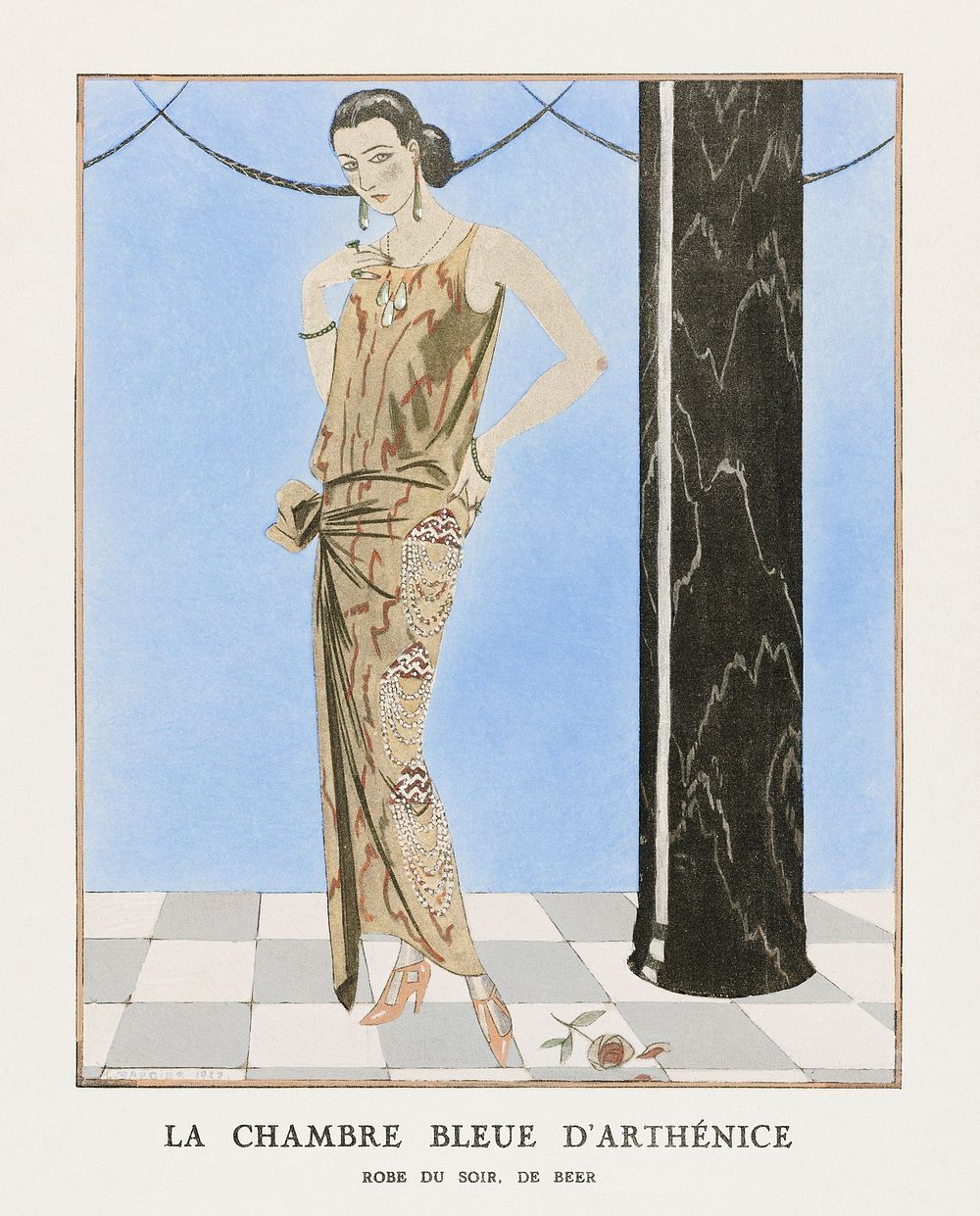 La chambre bleue d'arth&eacute;nice: Robe du soir, de Beer (1923) fashion illustration in high resolution by George Barbier.…