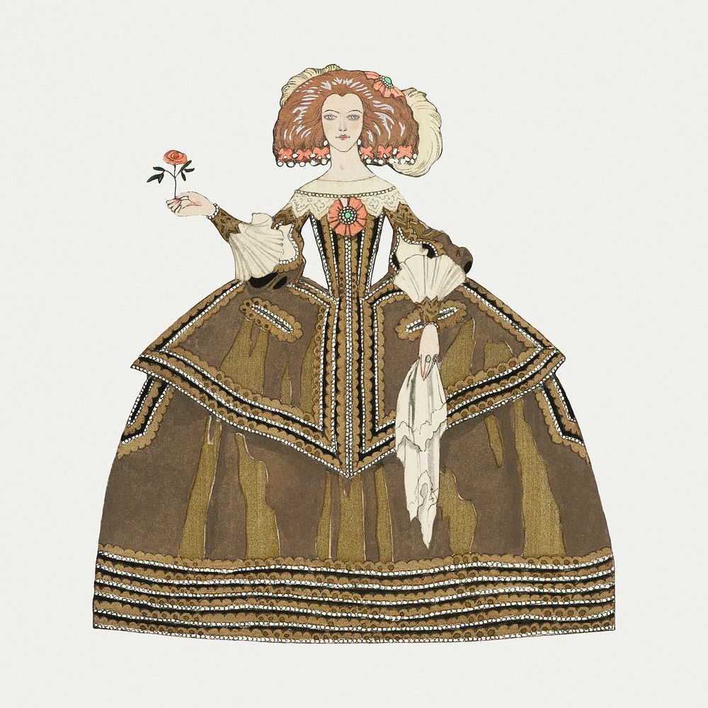 Victorian dress psd women's fashion, remix from artworks by George Barbier