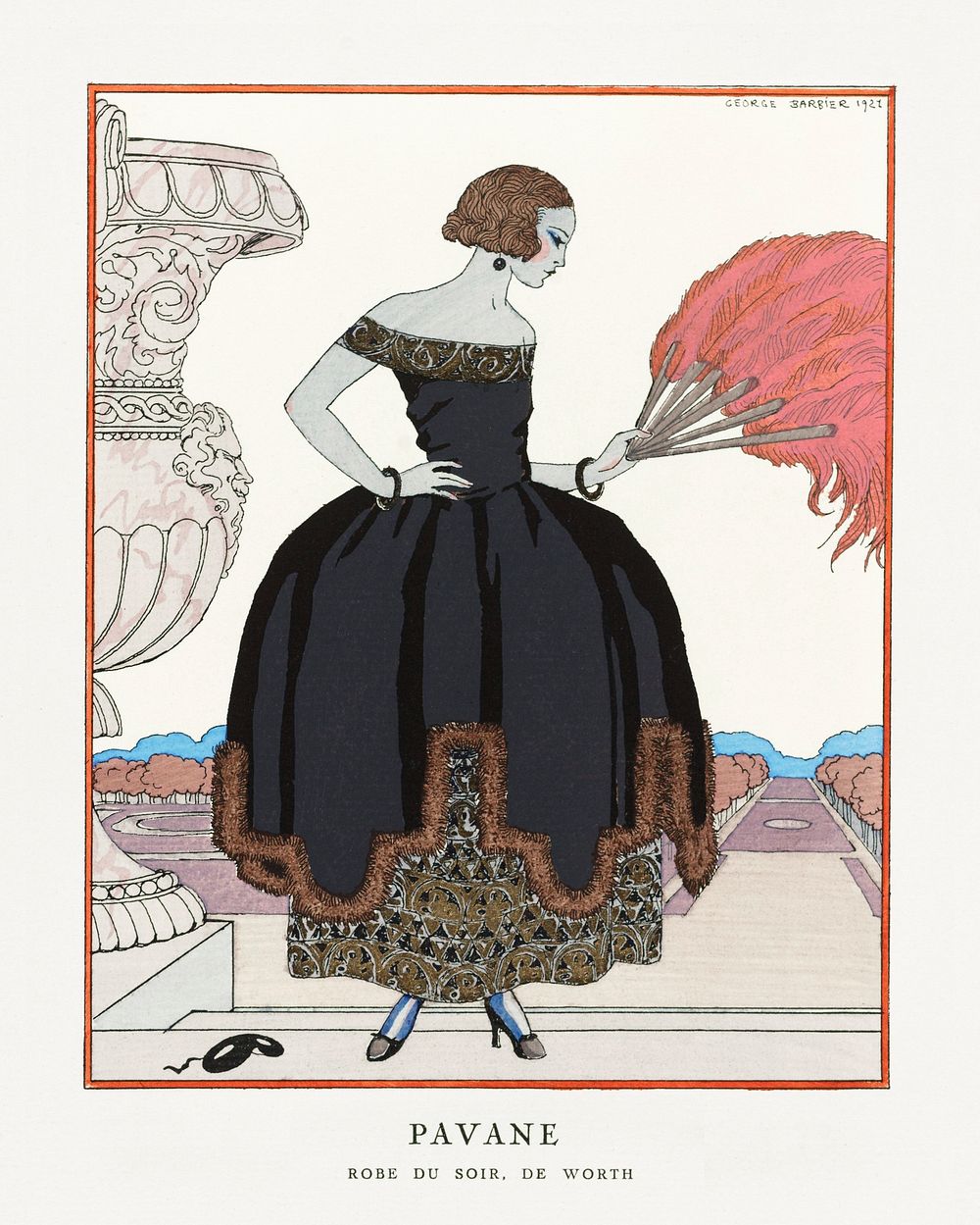 Pavane (1921) fashion illustration in high resolution by George Barbier. Original from The Rijksmuseum. Digitally enhanced…