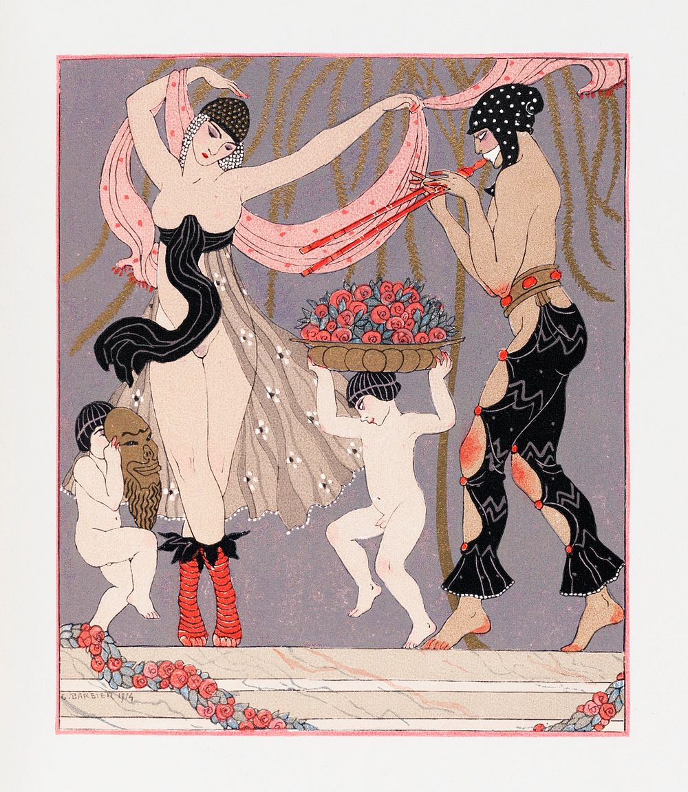 The dance of the flowers (1929) fashion illustration in high resolution by George Barbier. Original from The Beinecke Rare…